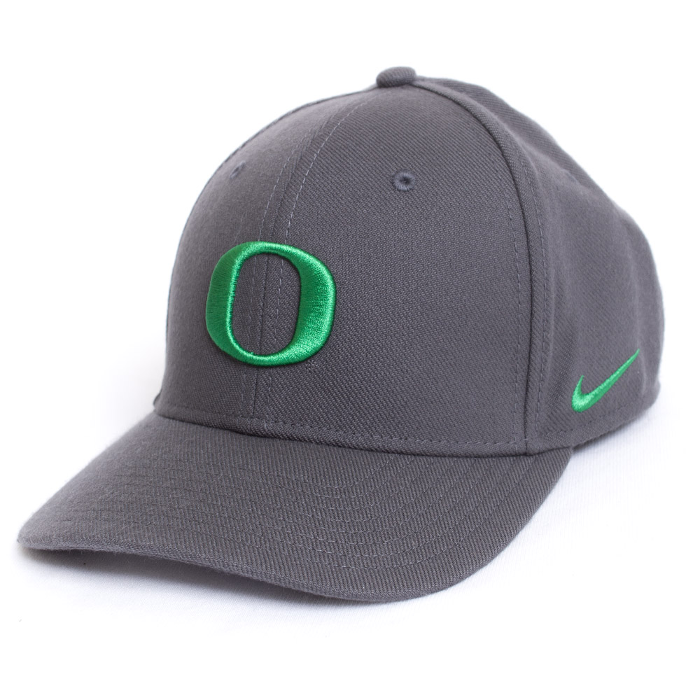 Classic Oregon O, Nike, Grey, Curved Bill, Performance/Dri-FIT, Accessories, Unisex, Football, Rise, Structured, Flex, Hat, 799101
